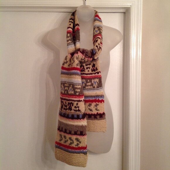 Vintage American Eagle Outfitters Hand Knit Scarf Muffler Wool Acrylic Angora - Picture 1 of 10